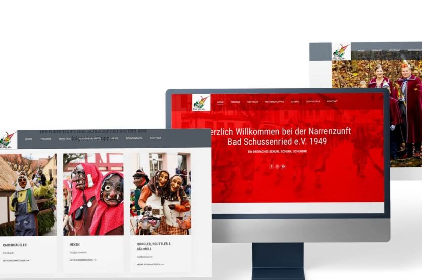 Monitor mit Website der Narrenzunft Bad Schussenried